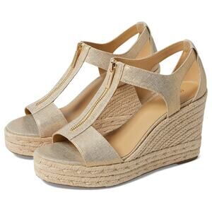 Michael Kors Sandals Womens 9.5M Berkley Espadrille Brown Casual Wedge Heels NEW
